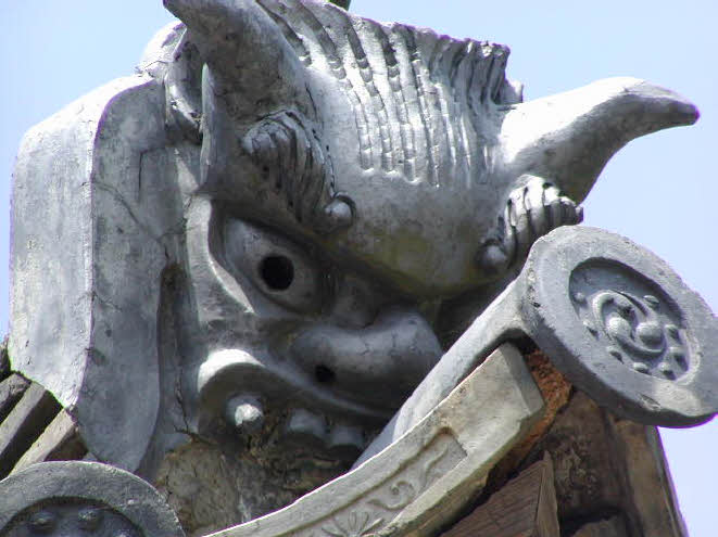 貴重な鬼瓦 鬼No.07 鬼瓦 鬼面尺 阿吽一対 - 鬼瓦工房 鬼義