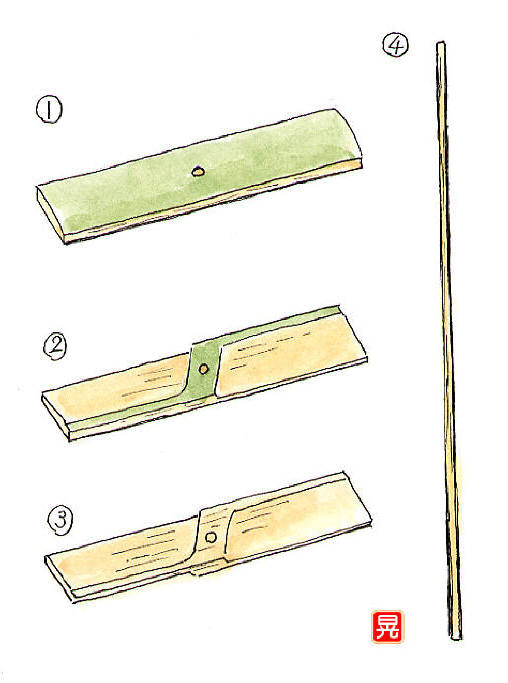 知恵の輪-竹とんぼ・作り方１🎴
