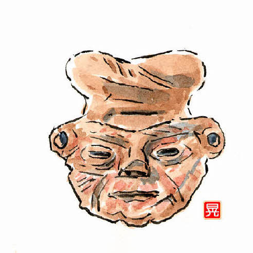 知恵の輪 人面土偶 イラスト