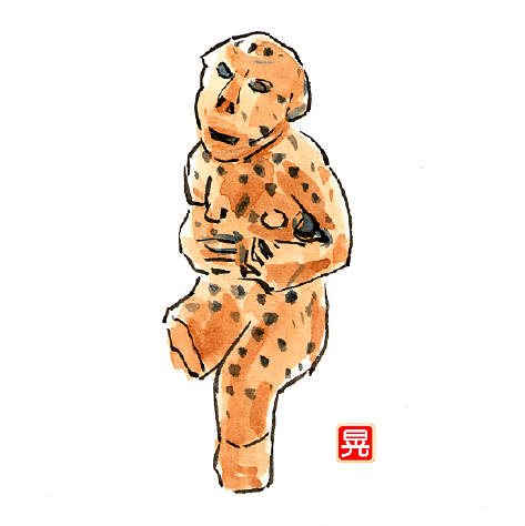 知恵の輪 猿の土偶 イラスト